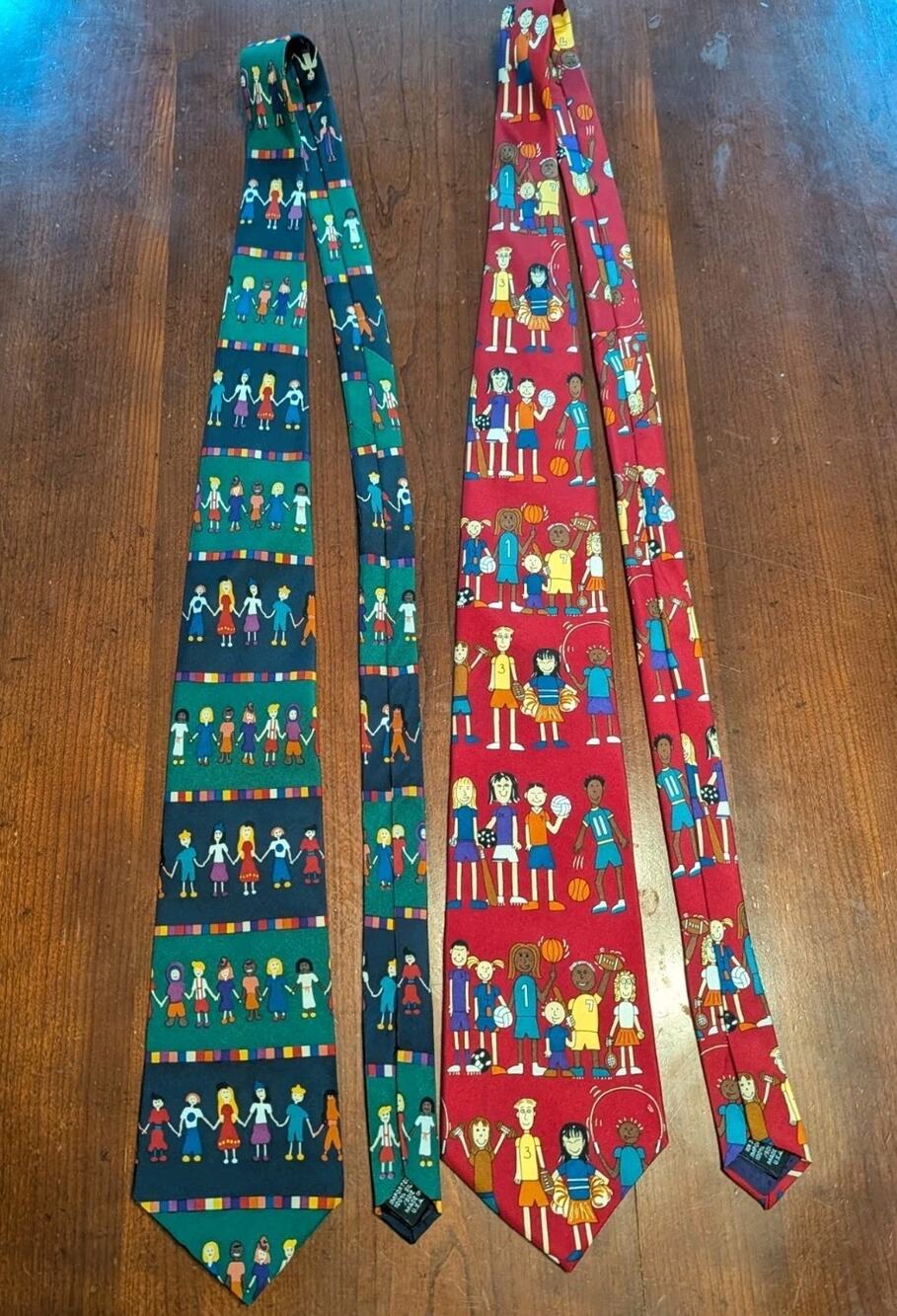 Save The Children Mens Silk Red Necktie Tie Let Children Lot Of 2